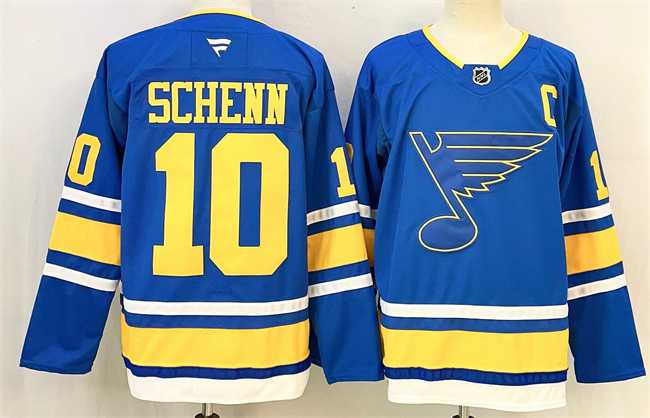 Men's St. Louis Blues #10 Brayden Schenn Blue 2025 With C Patch Stitched Hockey Jersey,We sell and wholesale Men's St. Louis Blues #10 Brayden Schenn Blue 2025 With C Patch Stitched Hockey Jersey on line form chian!