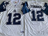 Men's Dallas Cowboys #12 Roger Staubach White Throwback Stitched Jersey,baseball caps,new era cap wholesale,wholesale hats