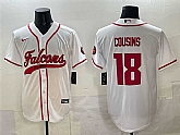 Men's Atlanta Falcons #18 Kirk Cousins White With Patch Cool Base Stitched Baseball Jersey,baseball caps,new era cap wholesale,wholesale hats