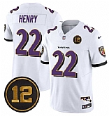 Men's Baltimore Ravens #22 Derrick Henry White 2025 F.U.S.E Jacoby Jones Patch Vapor Limited Jersey Dzhi,baseball caps,new era cap wholesale,wholesale hats