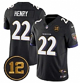 Men's Baltimore Ravens #22 Derrick Henry Black 2025 F.U.S.E Jacoby Jones Patch Vapor Limited Jersey Dzhi,baseball caps,new era cap wholesale,wholesale hats