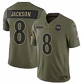 Men's Baltimore Ravens #8 Lamar Jackson Olive 2025 Salute to Service Limited Stitched Jersey Dyin,baseball caps,new era cap wholesale,wholesale hats