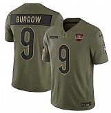Men's Cincinnati Bengals #9 Joe Burrow Olive 2025 Salute to Service Limited Stitched Jersey Dyin,baseball caps,new era cap wholesale,wholesale hats