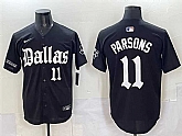 Men's Dallas Cowboys #11 Micah Parsons Black 'Gothic Lone Star Edition' Limited Stitched Baseball Jersey,baseball caps,new era cap wholesale,wholesale hats
