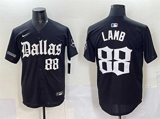 Men's Dallas Cowboys #88 CeeDee Lamb Black 'Gothic Lone Star Edition' Limited Stitched Baseball Jersey,We sell and wholesale Men's Dallas Cowboys #88 CeeDee Lamb Black 'Gothic Lone Star Edition' Limited Stitched Baseball Jersey on line form chian!