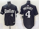 Men's Dallas Cowboys #4 Dak Prescott Black 'Gothic Lone Star Edition' Limited Stitched Baseball Jersey,baseball caps,new era cap wholesale,wholesale hats