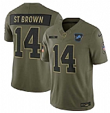 Men's Detroit Lions #14 Amon-Ra St. Brown Olive 2025 Salute to Service Limited Stitched Jersey Dyin,baseball caps,new era cap wholesale,wholesale hats