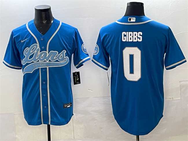 Men's Detroit Lions #0 Jahmyr Gibbs Blue Cool Base Stitched Baseball Jersey,We sell and wholesale Men's Detroit Lions #0 Jahmyr Gibbs Blue Cool Base Stitched Baseball Jersey on line form chian!