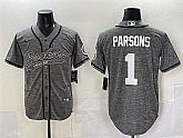 Men's Green Bay Packers #1 Micah Parsons Gray Cool Base Stitched Baseball Jersey,baseball caps,new era cap wholesale,wholesale hats