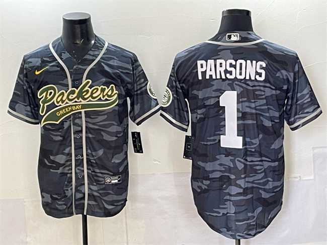 Men's Green Bay Packers #1 Micah Parsons Gray Camo Cool Base Stitched Baseball Jersey,We sell and wholesale Men's Green Bay Packers #1 Micah Parsons Gray Camo Cool Base Stitched Baseball Jersey on line form chian!