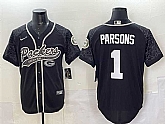 Men's Green Bay Packers #1 Micah Parsons Black Reflective With Patch Cool Base Stitched Baseball Jersey,baseball caps,new era cap wholesale,wholesale hats
