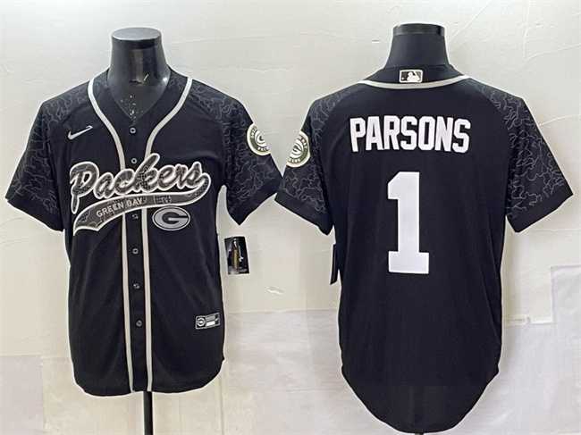 Men's Green Bay Packers #1 Micah Parsons Black Reflective With Patch Cool Base Stitched Baseball Jersey,We sell and wholesale Men's Green Bay Packers #1 Micah Parsons Black Reflective With Patch Cool Base Stitched Baseball Jersey on line form chian!