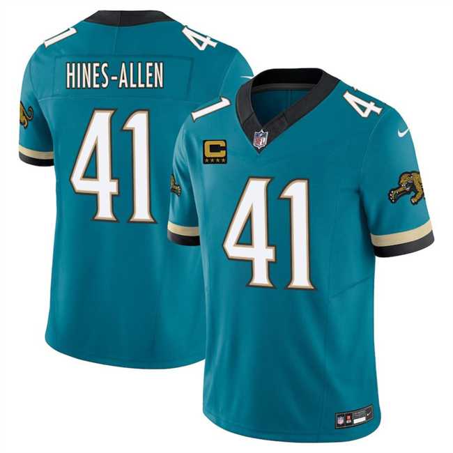 Men's Jacksonville Jaguars #41 Josh Hines-Allen Teal 2025 F.U.S.E. With 4-Star C Patch Prowler Throwback Vapor Limited Stitched Jersey Dzhi,We sell and wholesale Men's Jacksonville Jaguars #41 Josh Hines-Allen Teal 2025 F.U.S.E. With 4-Star C Patch Prowler Throwback Vapor Limited Stitched Jersey Dzhi on line form chian!