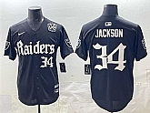 Men's Las Vegas Raiders #34 Bo Jackson Black 'Gothic Sin City Shadows Edition' With 65th Anniversary Patch Vapor Limited Stitched Baseball Jersey,baseball caps,new era cap wholesale,wholesale hats
