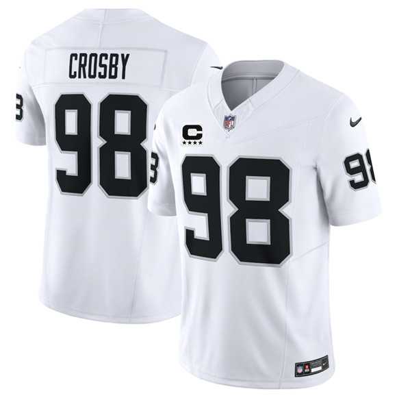 Men's Las Vegas Raiders #98 Maxx Crosby White 2025 F.U.S.E. With 4-Star C Patch Vapor Limited Stitched Jersey Dzhi,We sell and wholesale Men's Las Vegas Raiders #98 Maxx Crosby White 2025 F.U.S.E. With 4-Star C Patch Vapor Limited Stitched Jersey Dzhi on line form chian!