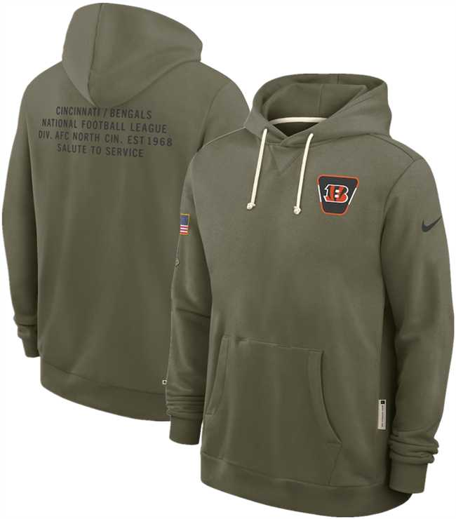 Men's Cincinnati Bengals Olive 2025 Salute to Service Pullover Hoodie,We sell and wholesale Men's Cincinnati Bengals Olive 2025 Salute to Service Pullover Hoodie on line form chian!