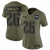 Women's Philadelphia Eagles #26 Saquon Barkley Olive 2025 Salute to Service Limited Stitched Jersey Dyin