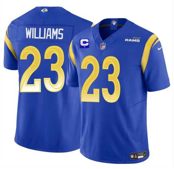Men's Los Angeles Rams #23 Kyren Williams Blue 2025 F.U.S.E. With 1-Star C Patch Vapor Untouchable Stitched Jersey Dzhi,We sell and wholesale Men's Los Angeles Rams #23 Kyren Williams Blue 2025 F.U.S.E. With 1-Star C Patch Vapor Untouchable Stitched Jersey Dzhi on line form chian!