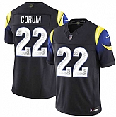 Men's Los Angeles Rams #22 Blake Corum Black 2025 F.U.S.E. 'Rivalries' Vapor Limited Stitched Jersey Dzhi,baseball caps,new era cap wholesale,wholesale hats