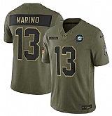 Men's Miami Dolphins #13 Dan Marino Olive 2025 Salute to Service Limited Stitched Jersey Dyin,baseball caps,new era cap wholesale,wholesale hats
