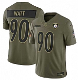 Men's Pittsburgh Steelers #90 T.J. Watt Olive 2025 Salute to Service Limited Stitched Jersey Dyin,baseball caps,new era cap wholesale,wholesale hats