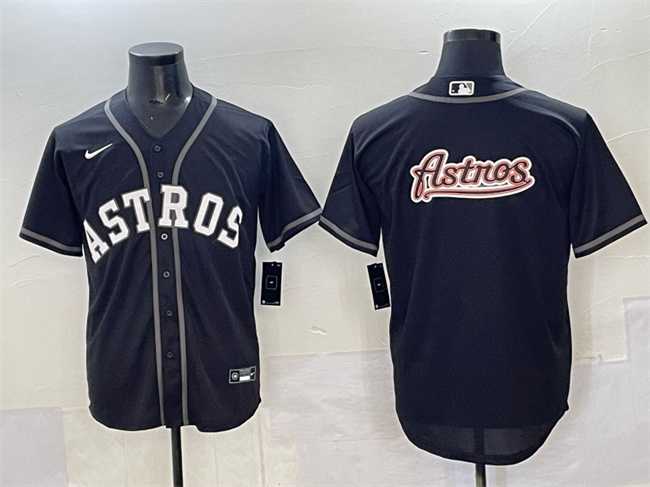 Men's Houston Astros Team Big Logo Black Lights Out Limited Stitched Jersey,We sell and wholesale Men's Houston Astros Team Big Logo Black Lights Out Limited Stitched Jersey on line form chian!