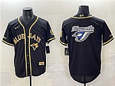 Men's Toronto Blue Jays Team Big Logo Black Gold Cool Base Stitched Jersey,baseball caps,new era cap wholesale,wholesale hats