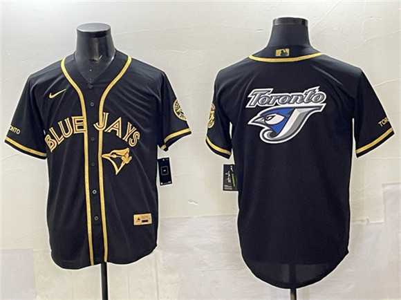 Men's Toronto Blue Jays Team Big Logo Black Gold Cool Base Stitched Jersey,We sell and wholesale Men's Toronto Blue Jays Team Big Logo Black Gold Cool Base Stitched Jersey on line form chian!