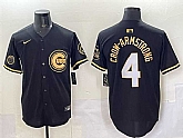 Men's Chicago Cubs #4 Pete Crow-Armstrong Black Gold 'Ryne Sandberg Tribute' Vapor Limited V2 Stitched Jersey,baseball caps,new era cap wholesale,wholesale hats