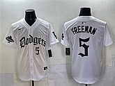 Men's Los Angeles Dodgers #5 Freddie Freeman White 2025 LA Gothic Style With 2024 World Series Champions Patch Vapor Premier Limited Stitched Jersey,baseball caps,new era cap wholesale,wholesale hats
