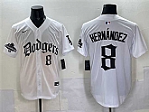 Men's Los Angeles Dodgers #8 Enrique Hernandez White 2025 LA Gothic Style With 2024 World Series Champions Patch Vapor Premier Limited Stitched Jersey,baseball caps,new era cap wholesale,wholesale hats