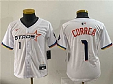 Youth Houston Astros #1 Carlos Correa White 2025 City Connect Limited Stitched Jersey,baseball caps,new era cap wholesale,wholesale hats
