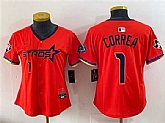 Youth Houston Astros #1 Carlos Correa Orange 2025 City Connect With Texas Patch Limited Stitched Jersey,baseball caps,new era cap wholesale,wholesale hats