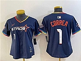 Youth Houston Astros #1 Carlos Correa Navy 2025 City Connect With Texas Patch Limited Stitched Jersey,baseball caps,new era cap wholesale,wholesale hats