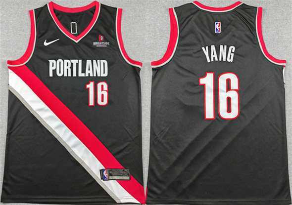 Men's Portland Trail Blazers #16 Yang Hansen Black Icon Edition Stitched Basketball Jersey,We sell and wholesale Men's Portland Trail Blazers #16 Yang Hansen Black Icon Edition Stitched Basketball Jersey on line form chian!