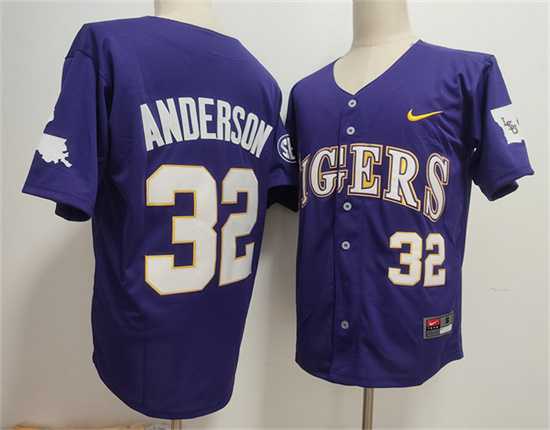 Men's LSU Tigers #32 Kade Anderson Purple 2025 Stitched Baseball Jersey,We sell and wholesale Men's LSU Tigers #32 Kade Anderson Purple 2025 Stitched Baseball Jersey on line form chian!