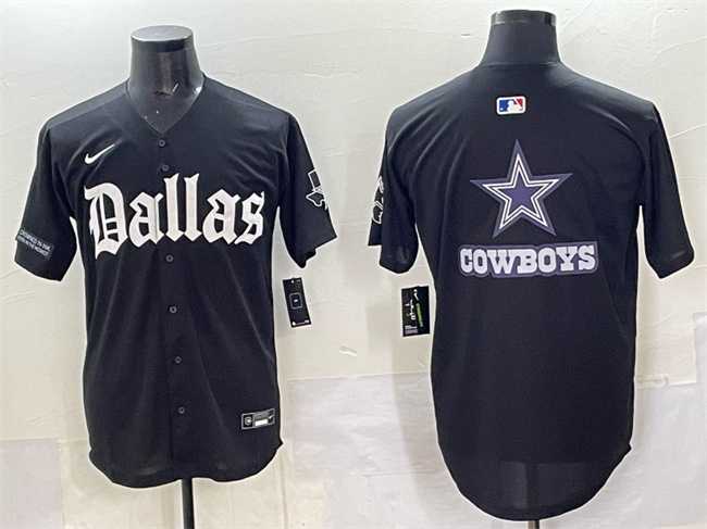 Men's Dallas Cowboys Team Big Logo Black 'Gothic Lone Star Edition' Limited Stitched Baseball Jersey,We sell and wholesale Men's Dallas Cowboys Team Big Logo Black 'Gothic Lone Star Edition' Limited Stitched Baseball Jersey on line form chian!