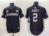 Men's Las Vegas Raiders #2 Ashton Jeanty Black With Nevada Silver Stat Patch And 65th Anniversary Patch 3-Star C Patch Stitched Baseball Jersey,baseball caps,new era cap wholesale,wholesale hats