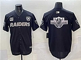 Men's Las Vegas Raiders Team Big Logo Black With Nevada Silver Stat Patch And 65th Anniversary Patch 3-Star C Patch Stitched Baseball Jersey,baseball caps,new era cap wholesale,wholesale hats