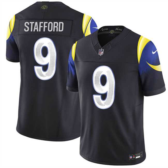 Men's Los Angeles Rams #9 Matthew Stafford Black 2025 F.U.S.E. 'Rivalries' Vapor Limited Stitched Jersey Dzhi,We sell and wholesale Men's Los Angeles Rams #9 Matthew Stafford Black 2025 F.U.S.E. 'Rivalries' Vapor Limited Stitched Jersey Dzhi on line form chian!