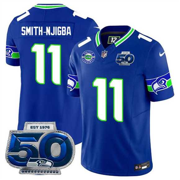 Men's Seattle Seahawks #11 Jaxon Smith-Njigba Royal 2025 F.U.S.E 50th Season Patch Throwback Vapor Limited Stitched Jersey Dzhi,We sell and wholesale Men's Seattle Seahawks #11 Jaxon Smith-Njigba Royal 2025 F.U.S.E 50th Season Patch Throwback Vapor Limited Stitched Jersey Dzhi on line form chian!