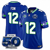 Men's Seattle Seahawks #12 Fan Royal 2025 F.U.S.E 50th Season Patch Throwback Vapor Limited Stitched Jersey Dzhi,baseball caps,new era cap wholesale,wholesale hats