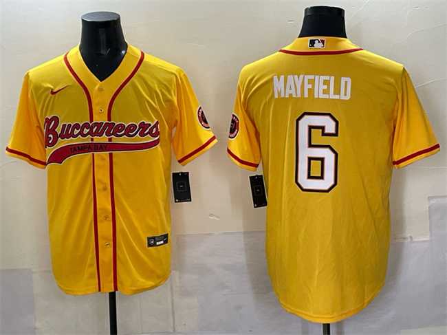 Men's Tampa Bay Buccaneers #6 Baker Mayfield Gold Cool Base Stitched Baseball Jersey,We sell and wholesale Men's Tampa Bay Buccaneers #6 Baker Mayfield Gold Cool Base Stitched Baseball Jersey on line form chian!