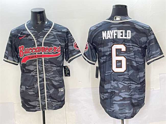 Men's Tampa Bay Buccaneers #6 Baker Mayfield Grey Camo Cool Base Stitched Baseball Jersey,We sell and wholesale Men's Tampa Bay Buccaneers #6 Baker Mayfield Grey Camo Cool Base Stitched Baseball Jersey on line form chian!
