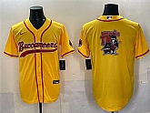 Men's Tampa Bay Buccaneers Team Big Logo Gold Cool Base Stitched Baseball Jersey,baseball caps,new era cap wholesale,wholesale hats
