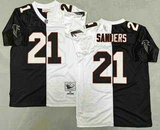 Men's Atlanta Falcons #21 Deion Sanders Black White Split 1992 Throwback Jersey,We sell and wholesale Men's Atlanta Falcons #21 Deion Sanders Black White Split 1992 Throwback Jersey on line form chian!