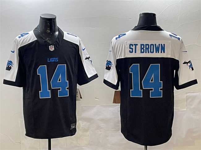 Men's Detroit Lions #14 Amon-Ra St. Brown Black Alternate F.U.S.E. 2024 Michigan Patch Vapor Limited Stitched Game Jersey,We sell and wholesale Men's Detroit Lions #14 Amon-Ra St. Brown Black Alternate F.U.S.E. 2024 Michigan Patch Vapor Limited Stitched Game Jersey on line form chian!