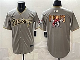 Men's Pittsburgh Pirates Team Big Logo Gray Limited Stitched Jersey Dzhi,baseball caps,new era cap wholesale,wholesale hats