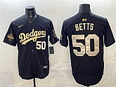 Men's Los Angeles Dodgers #50 Mookie Betts Black Gold 2025 World Series Champions Patch Limited Stitched Jersey Dzhi,baseball caps,new era cap wholesale,wholesale hats