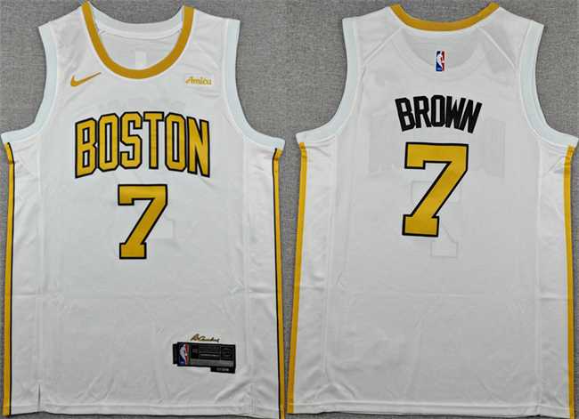Men's Boston Celtics #7 Jaylen Brown White 2025-26 City Edition Stitched Jersey,We sell and wholesale Men's Boston Celtics #7 Jaylen Brown White 2025-26 City Edition Stitched Jersey on line form chian!